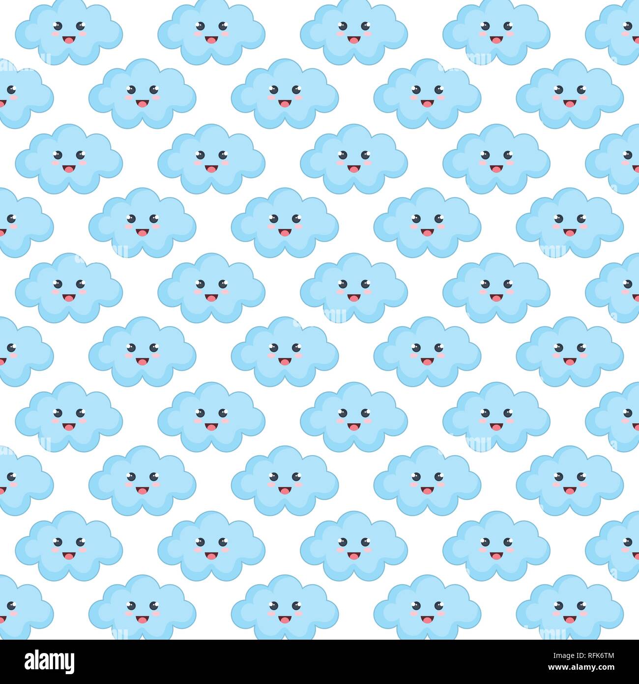 cute cloud kawaii character pattern Stock Vector Image & Art - Alamy
