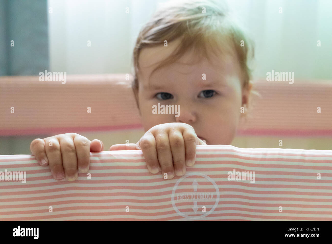Baby Standing Up In Crib High Resolution Stock Photography and Images Alamy