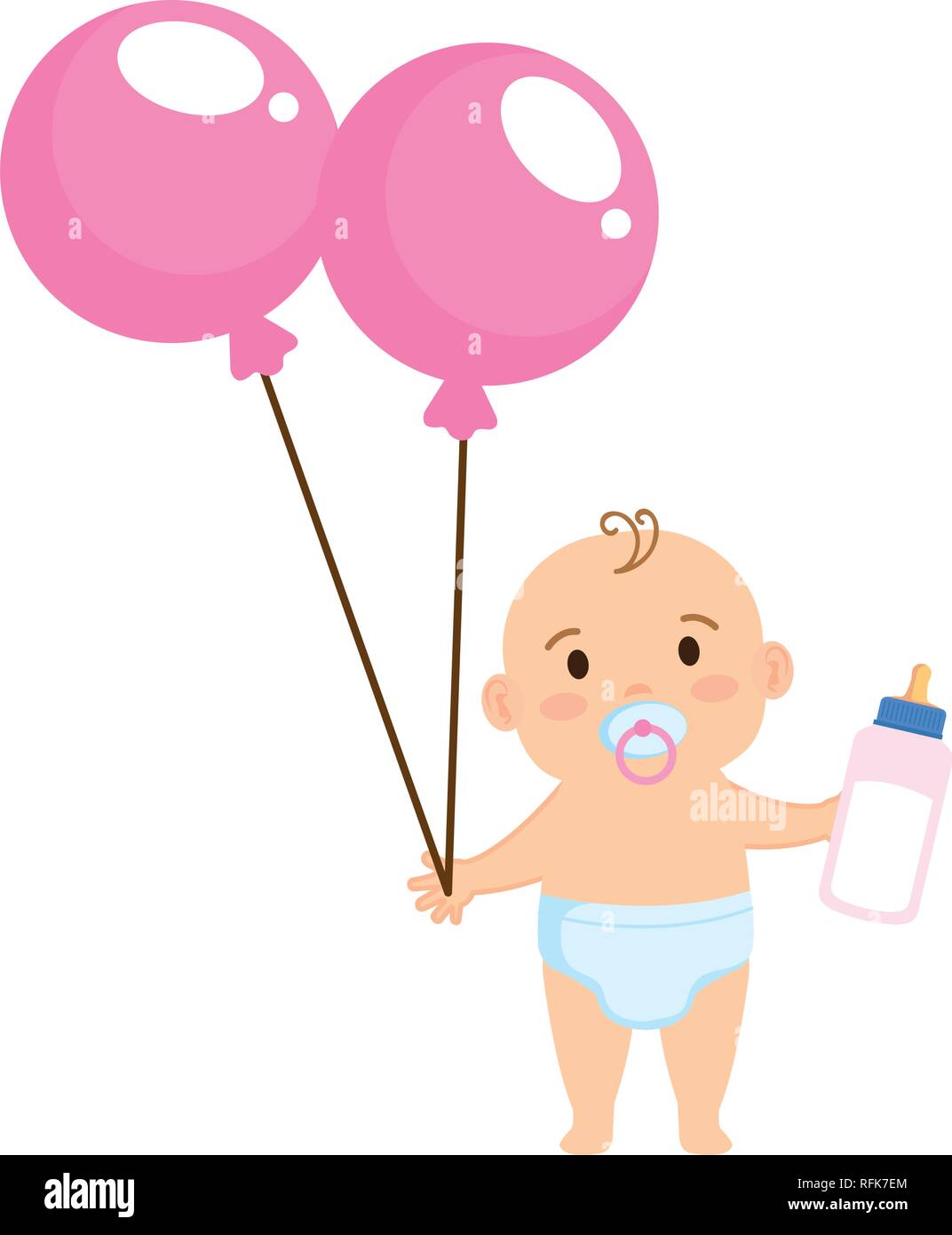 cute and little boy baby with balloons helium Stock Vector Image & Art ...