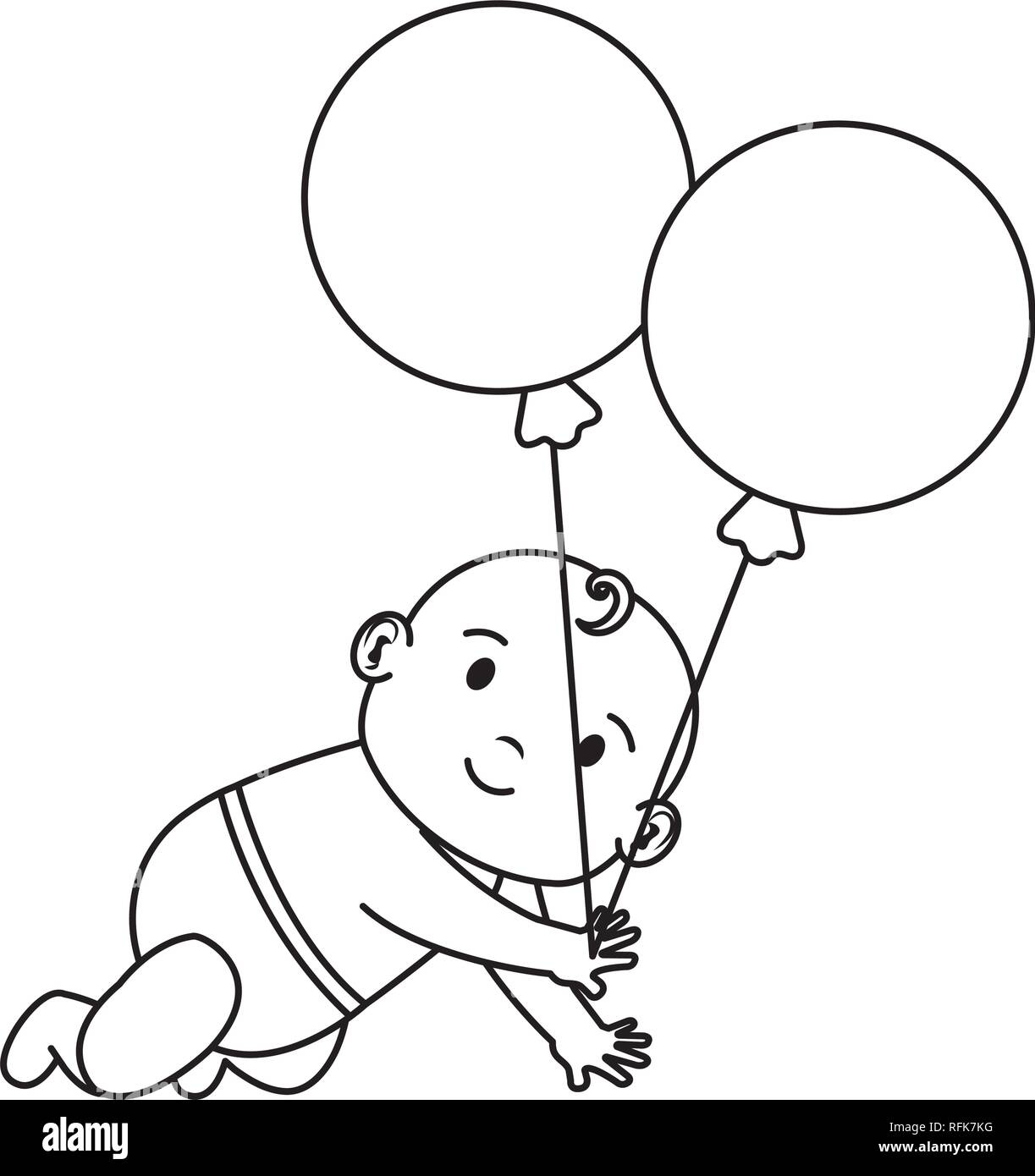 cute and little boy baby with balloons helium Stock Vector Image & Art ...