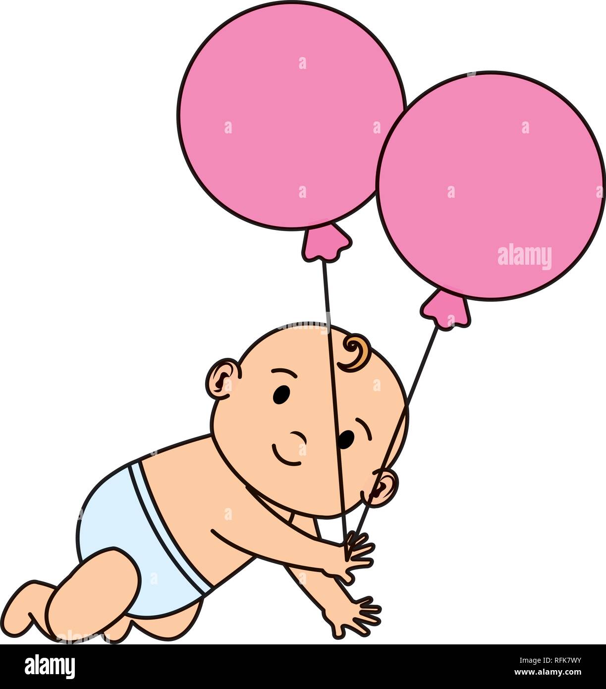 cute and little boy baby with balloons helium Stock Vector Image & Art ...