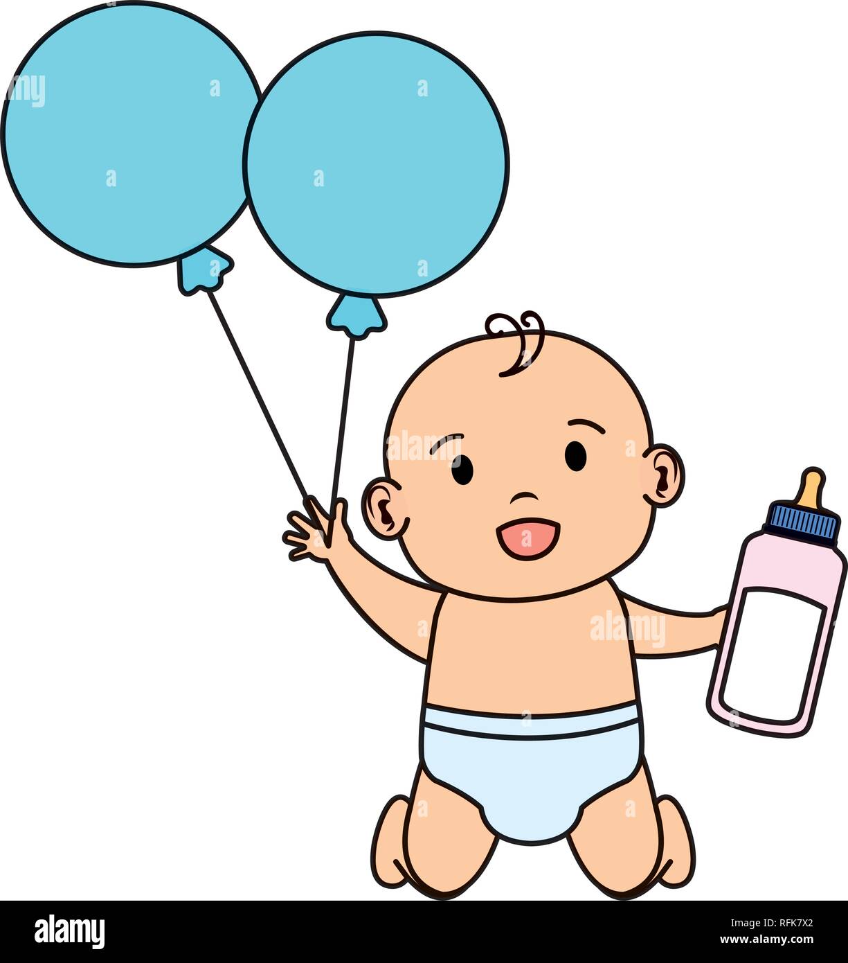cute and little boy baby with balloons helium Stock Vector Image & Art ...