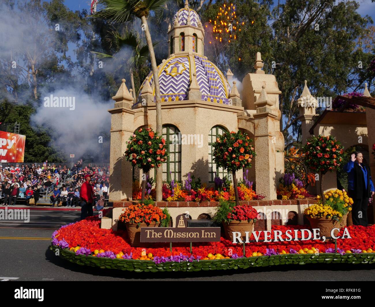 PASADENA, CALIFORNIA—JANUARY 1, 2018 Close up of the City of Riverside