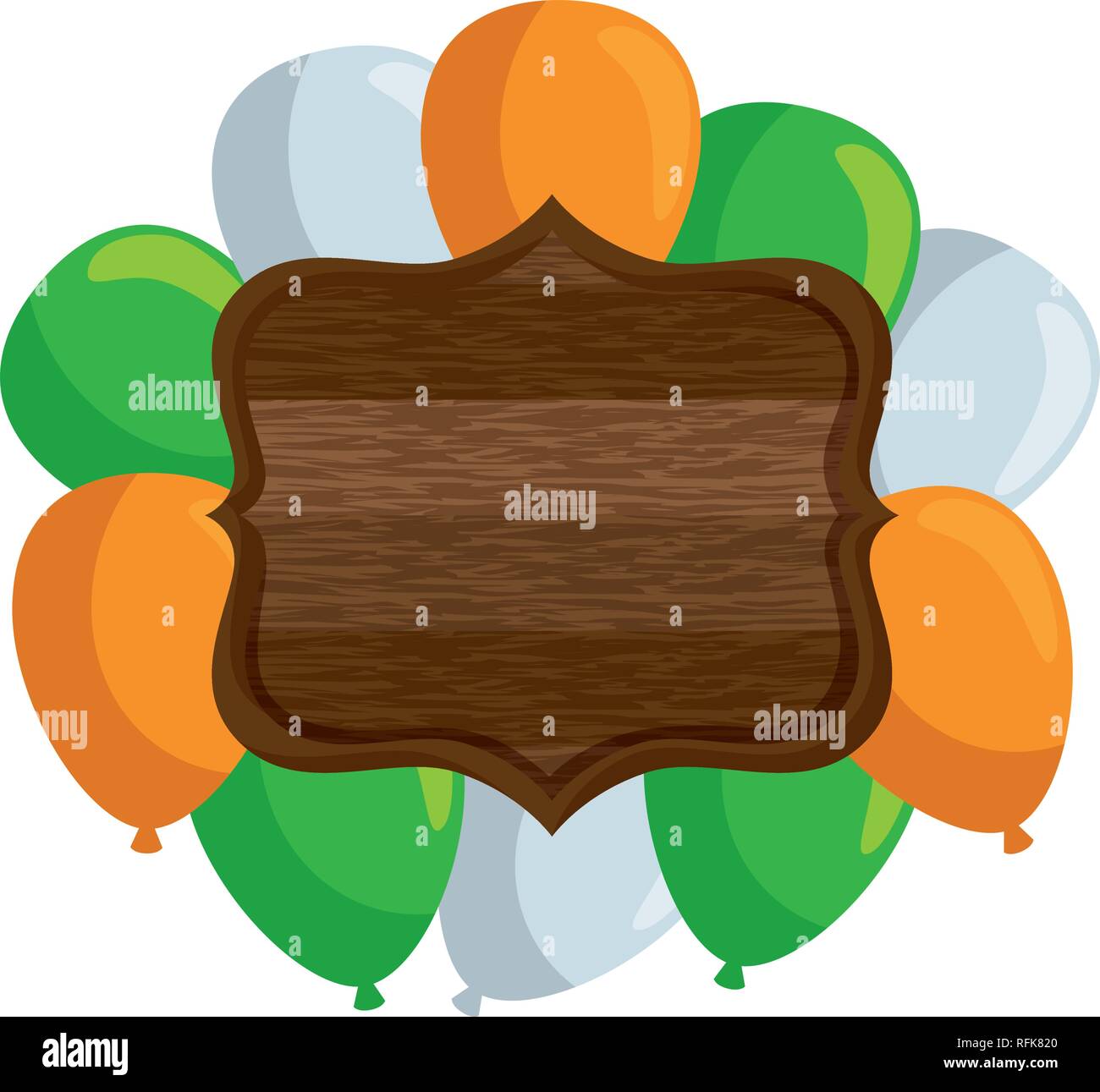 balloons helium floating with wooden label Stock Vector Image & Art - Alamy