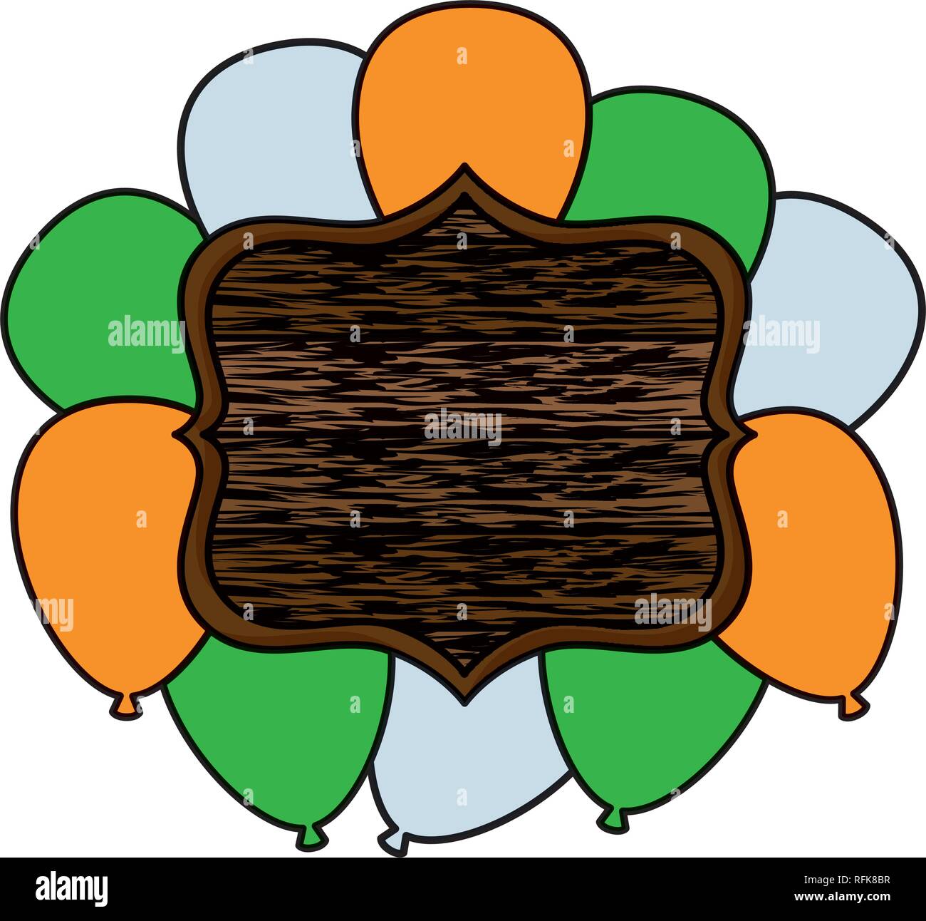 balloons helium floating with wooden label Stock Vector Image & Art - Alamy