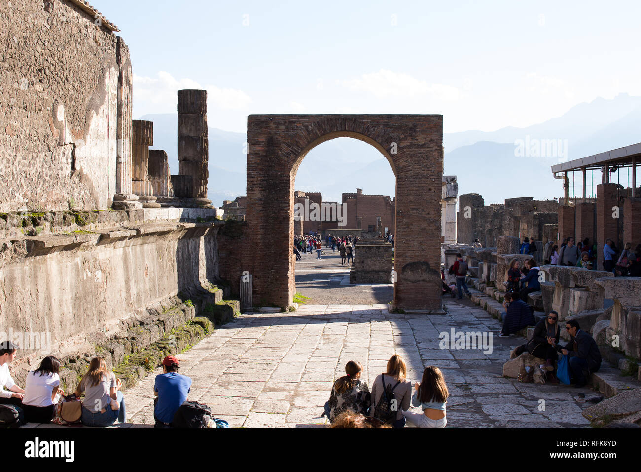 Pompeii is an ancient city buried in 79 AD. from the eruption of Vesuvius Stock Photo