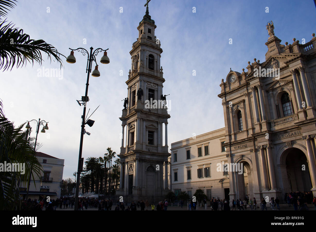 Pompeii and the Sanctuary of the Blessed Virgin of the Rosary and its great dome Stock Photo