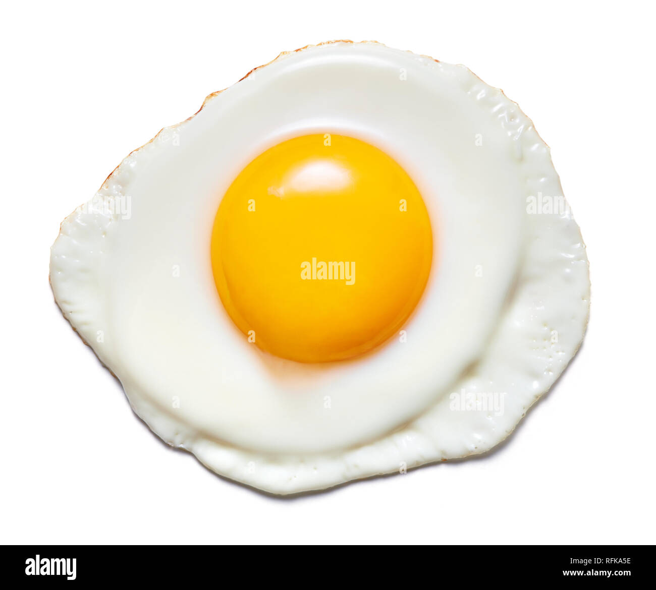 top view of fried egg isolated on white background Stock Photo
