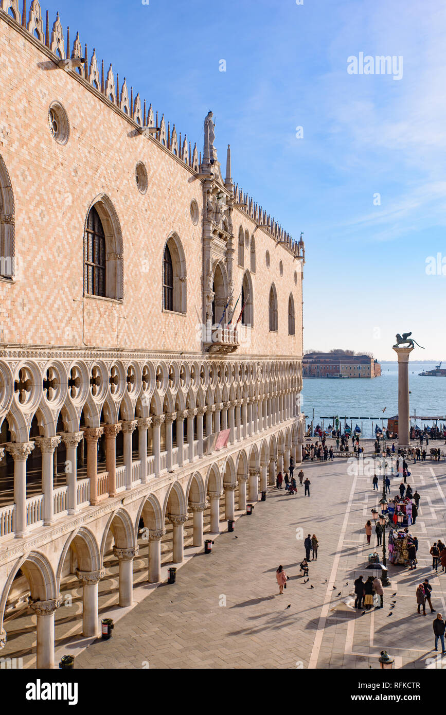 View of St Mark's Square (Piazza San Marco) and Doge's Palace, Venice, Italy Stock Photo