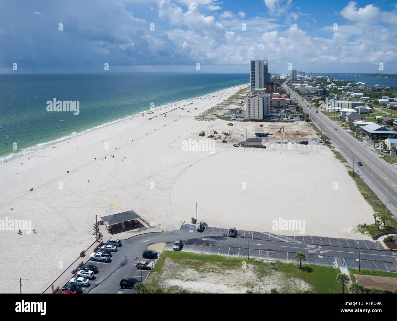 Gulf Shores, Alabama Public Beach Aerial Stock Photo