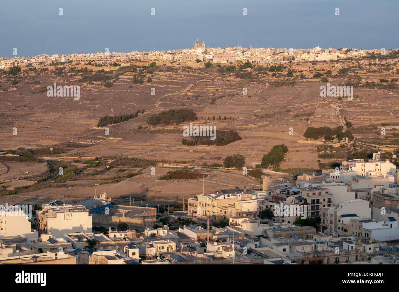 View to the village of Xaghra and the prominent landmark of Xaghra ...