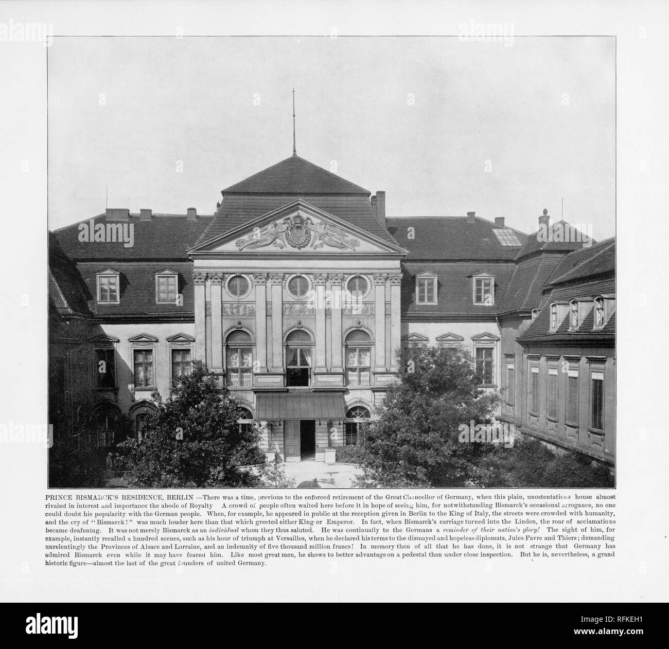 Prince Bismarck’s Residence, Berlin, Germany, Antique German Photograph, 1893 Stock Photo