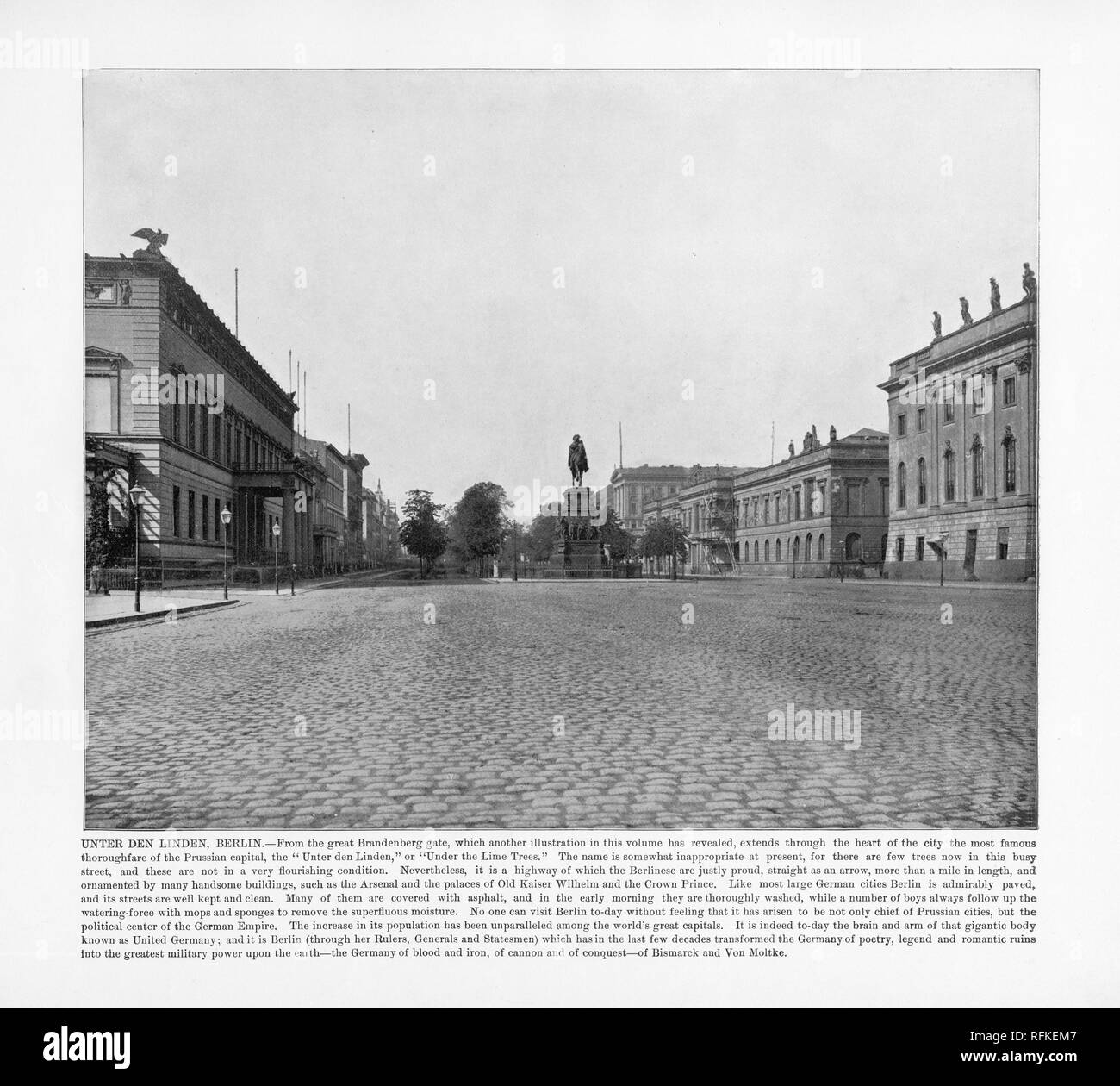 Unter Den Linden, Berlin, Germany, Antique German Photograph, 1893 Stock Photo