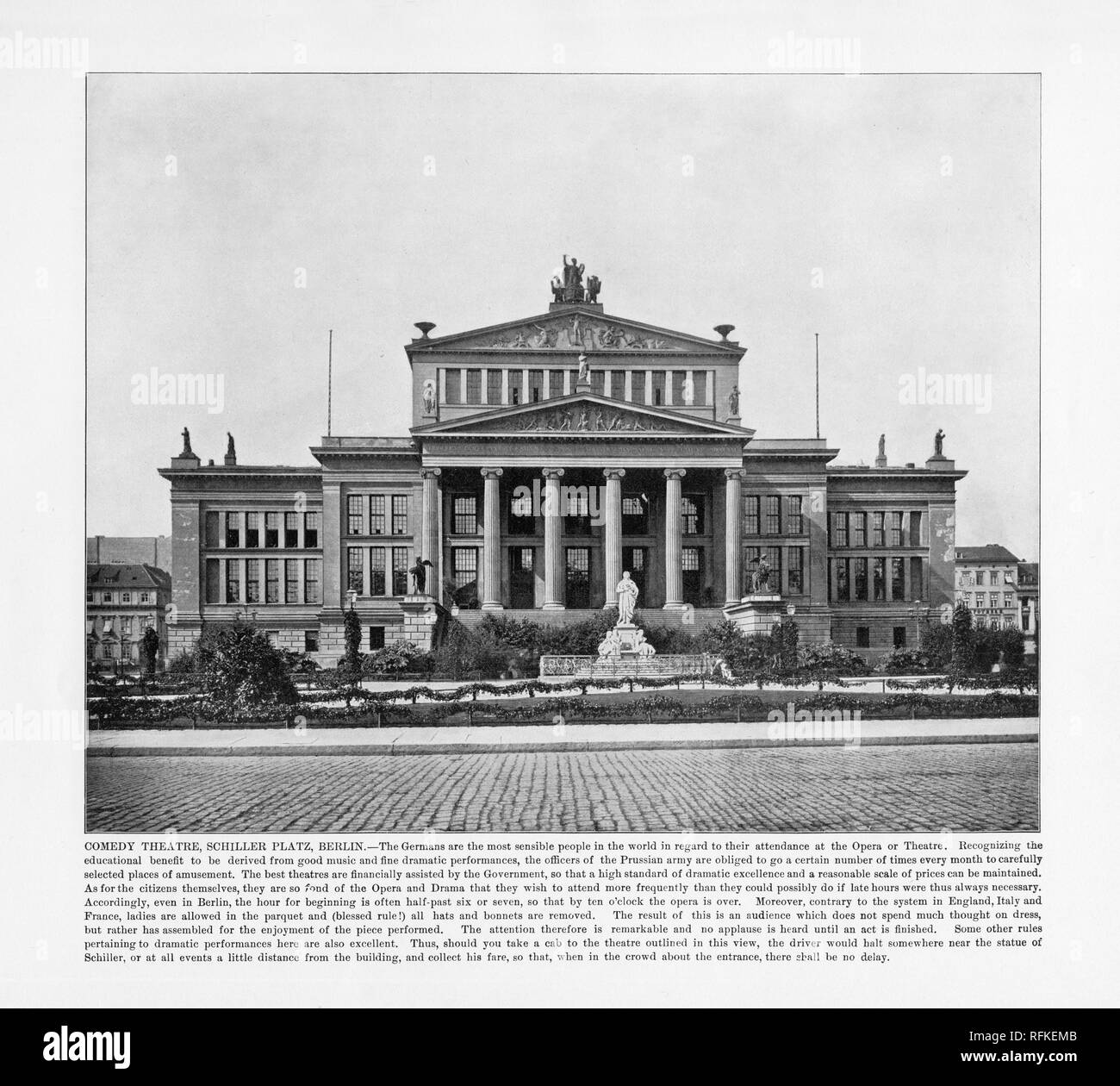 Comedy Theatre, Schiller Platz, Berlin, Germany, Antique German Photograph, 1893 Stock Photo