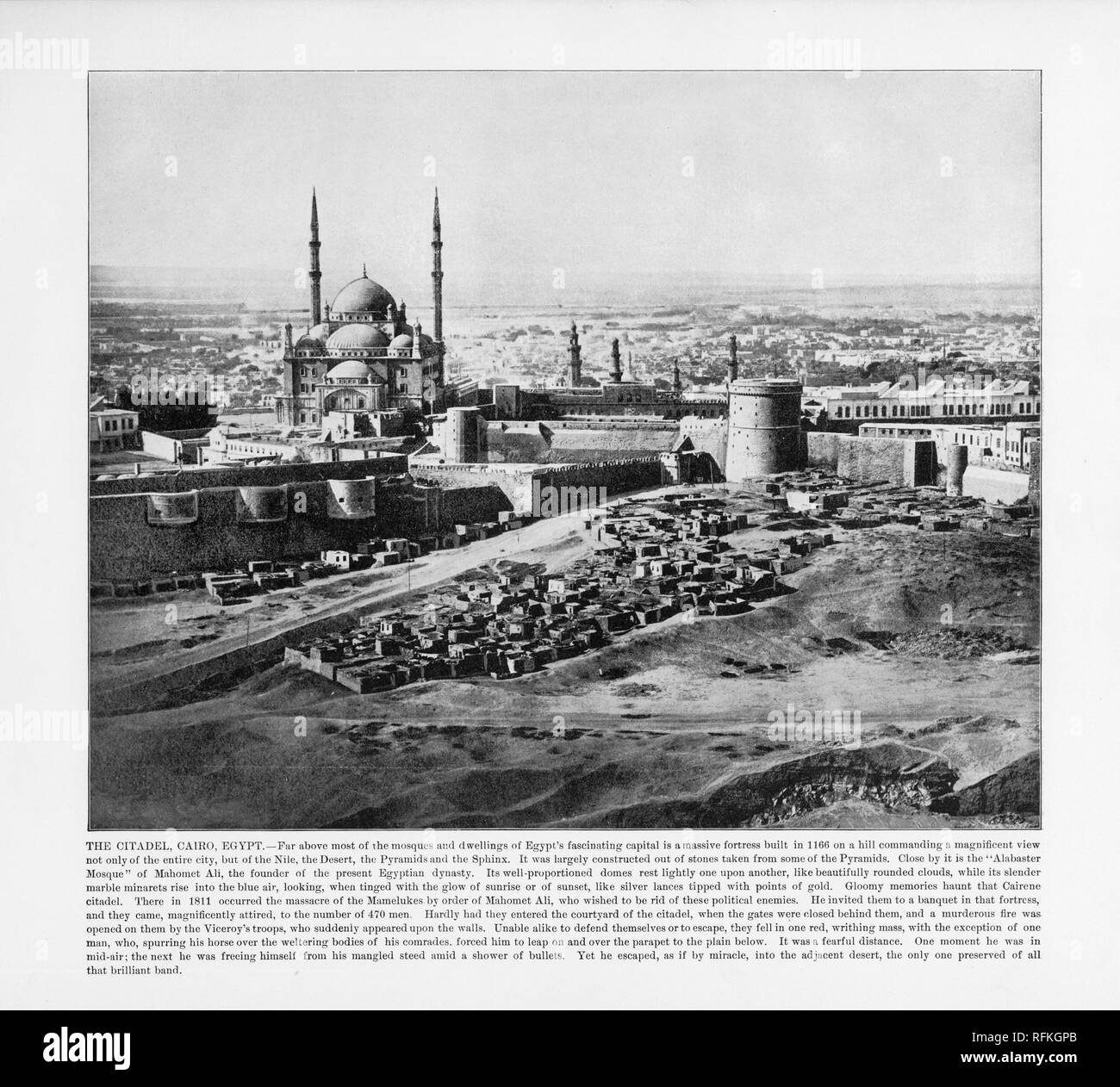The Citadel, Cairo, Egypt, Antique Egypt Photograph, 1893 Stock Photo