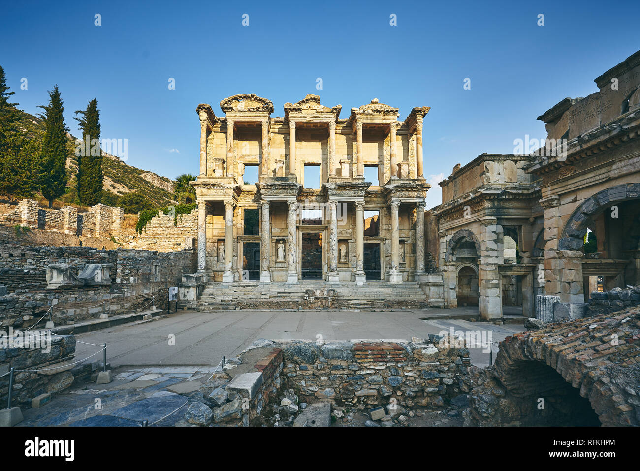 Library of Celsus of Ephesus / Efes, Turkey. Ephesus was an ancient Greek city on the coast of Ionia. Now it is located in Selcuk, Izmir, Turkey Stock Photo