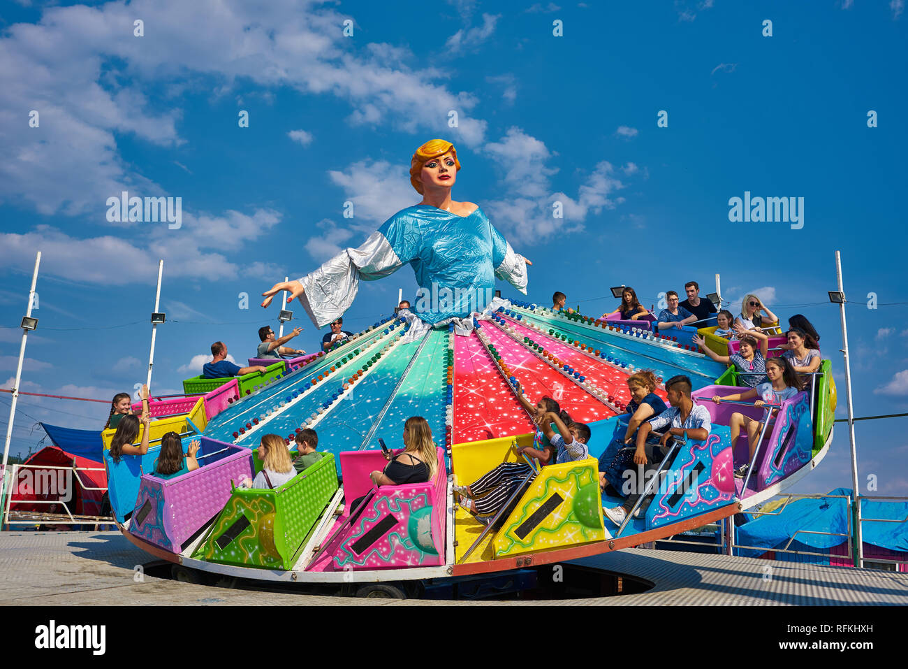 patron Astrolabe Indlejre People have fun on Ballerina at Luna Park at Pavli Fair, Kirklareli. It is  the oldest and the biggest fair in Turkey since 1910 Stock Photo - Alamy