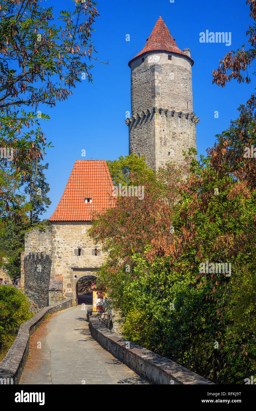 The gate and tower of historical medieval gothic castle of Zvikov, Czech Republic Stock Photo