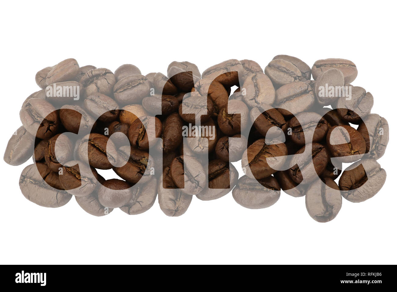 Soft background with brown coffee beans with highlighted lettering Coffee Stock Photo