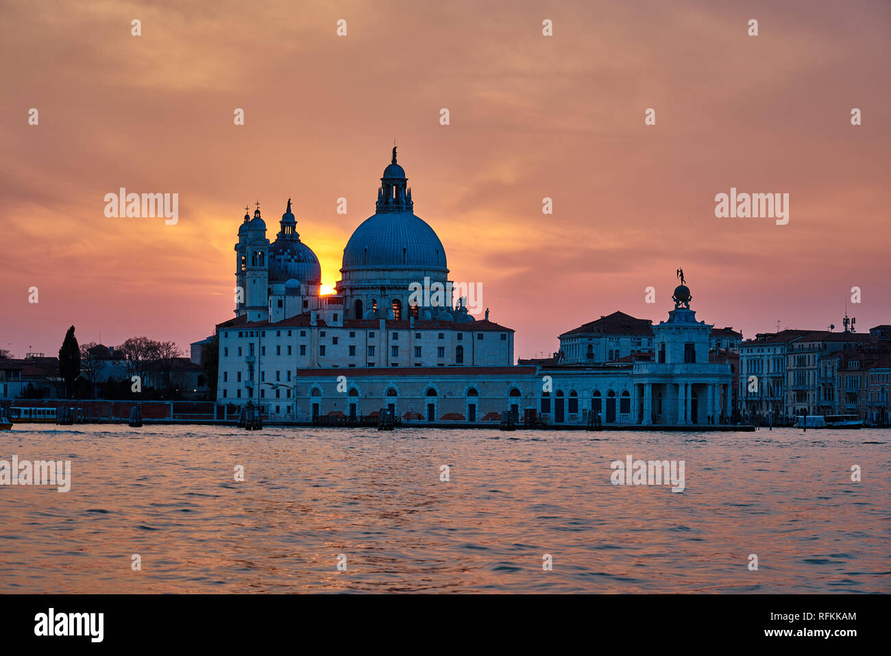 Santa Maria della Salute at beautiful sunset, Venice / Venezia, Italy, Europe Stock Photo