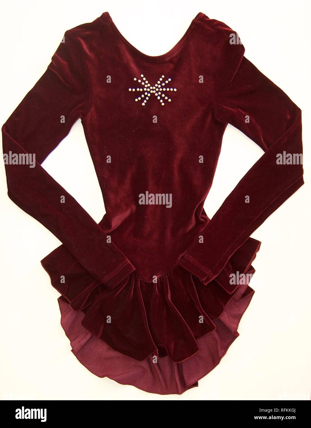 Red Figure Skating Dress with Crystals Front View Stock Photo Alamy