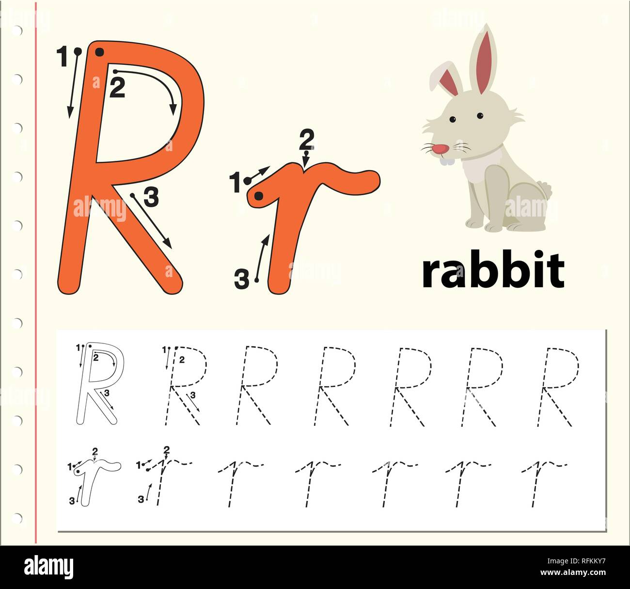 letter r tracing alphabet worksheets illustration stock vector image art alamy