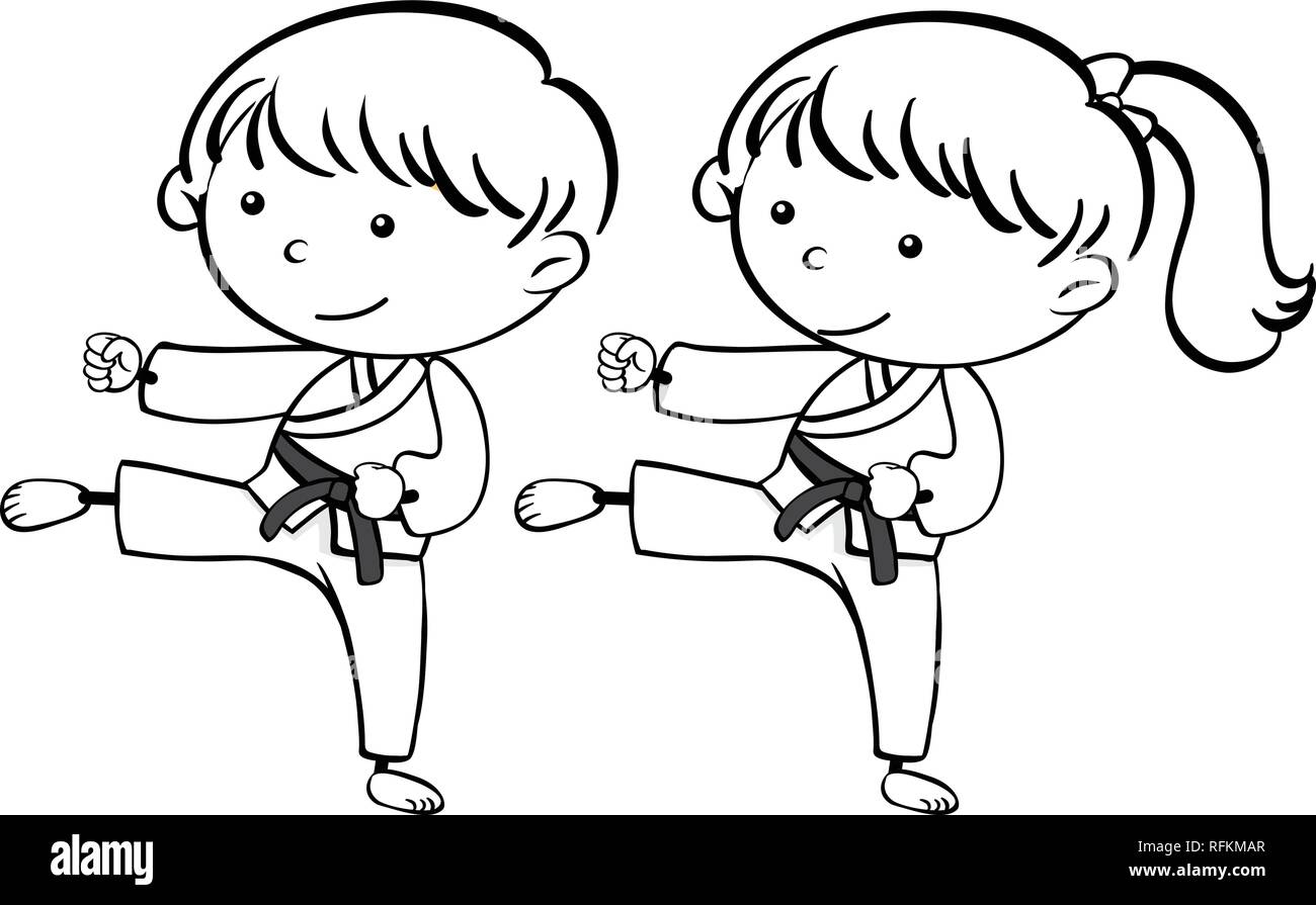 A sketch of karate kids illustration Stock Vector Image & Art - Alamy