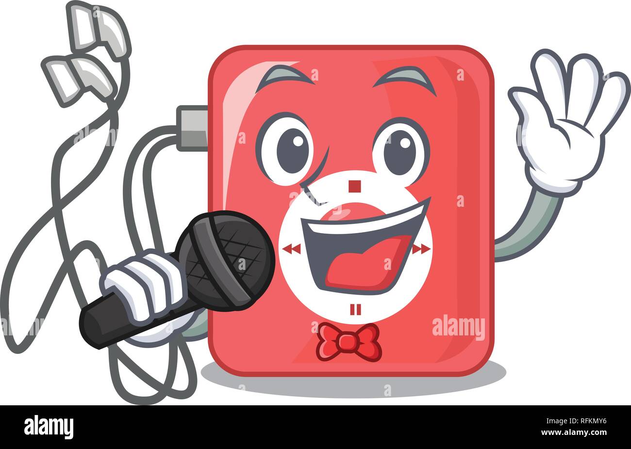 Singing mp3 player in a funny cartoon vector illustartion Stock Vector