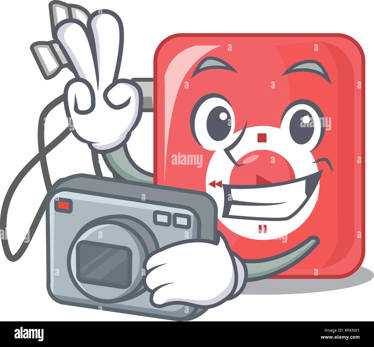 Photographer mp3 player in a funny cartoon vector illustartion Stock