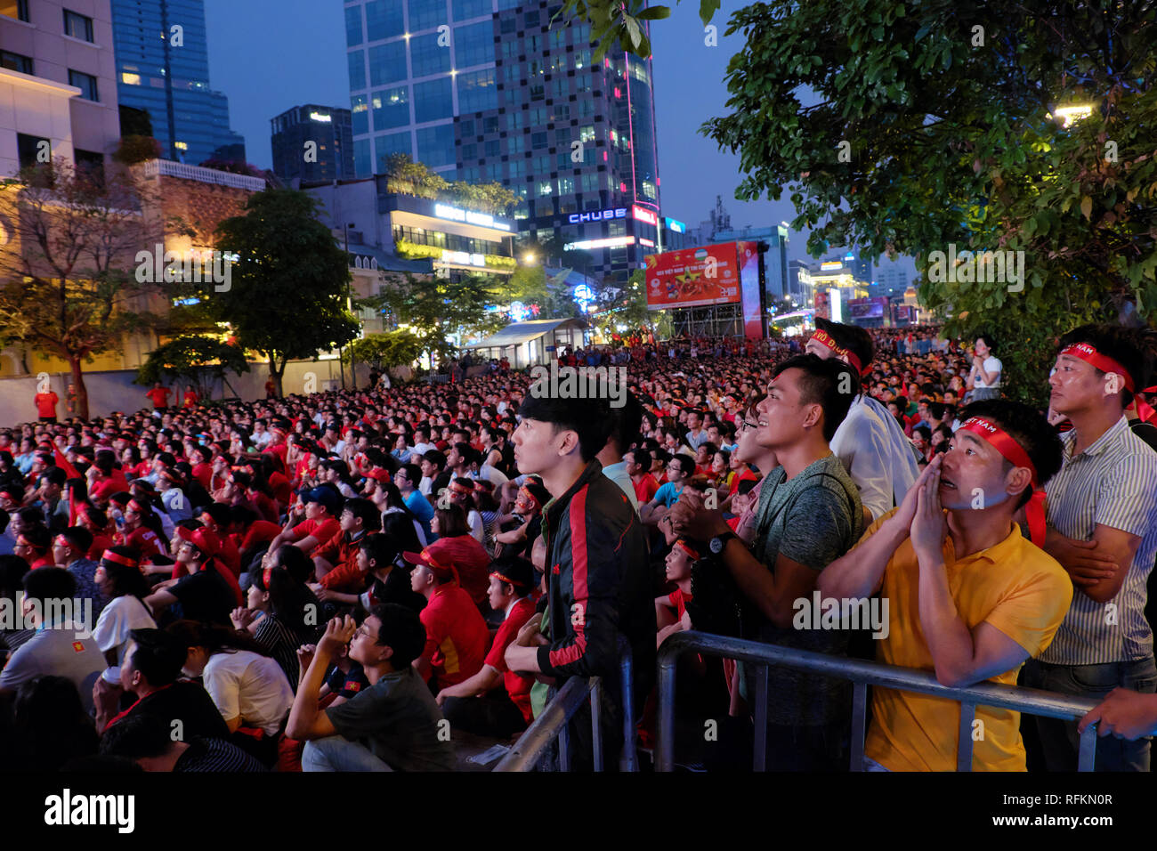HO CHI MINH CITY, VIET NAM JAN 27, 2018 Group of Vietnamese football
