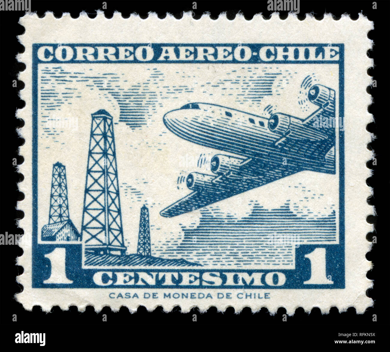 Postage stamp from Chile in the Planes new currency series issued