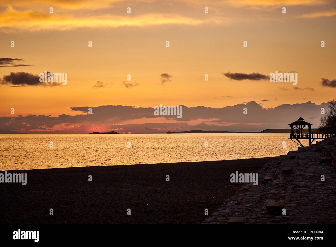 Sunset at Lake Van, Turkey Stock Photo