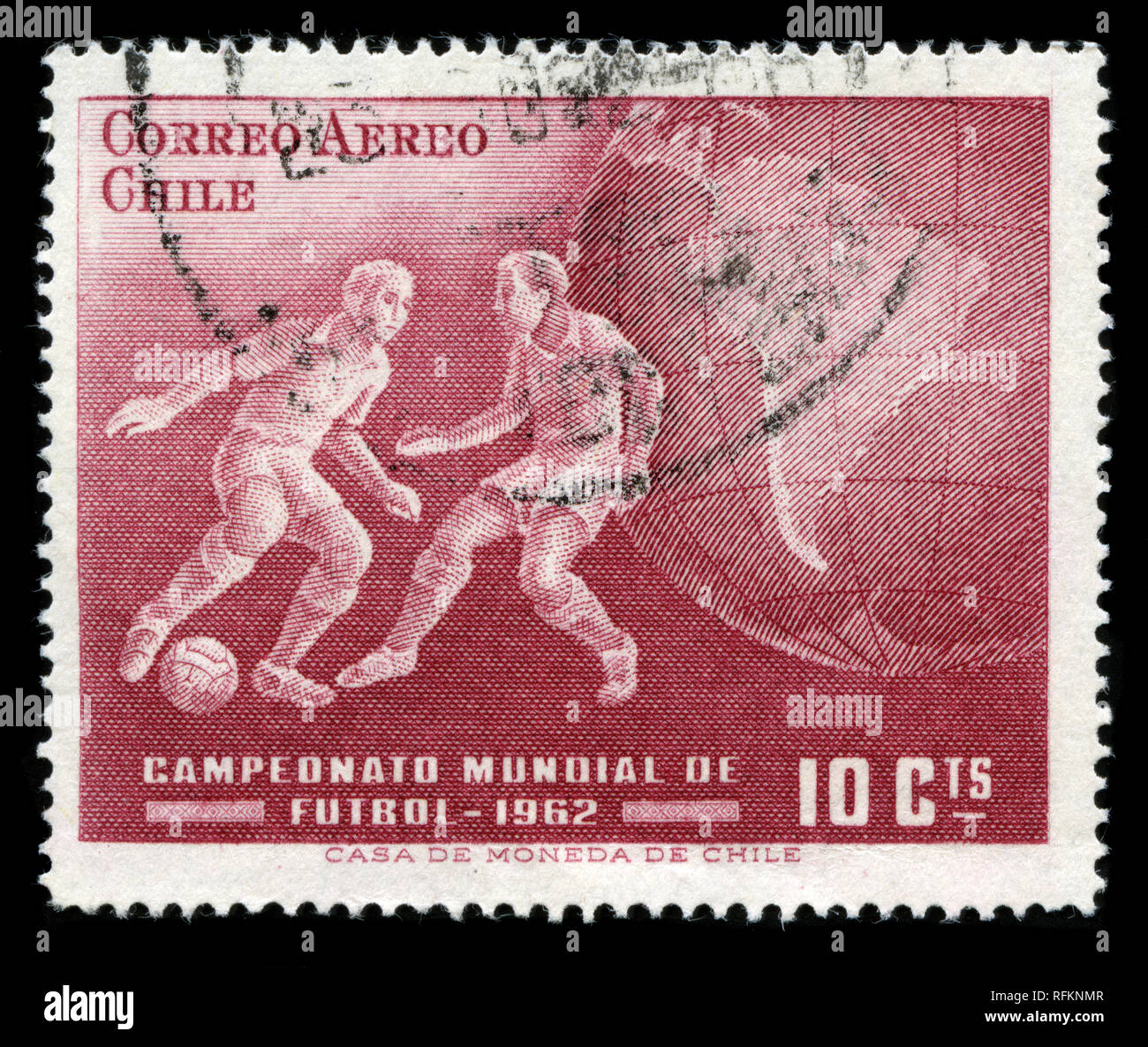 Postage stamp from Chile in the World Football Championship, Chile '62 series issued in 1962 Stock Photo