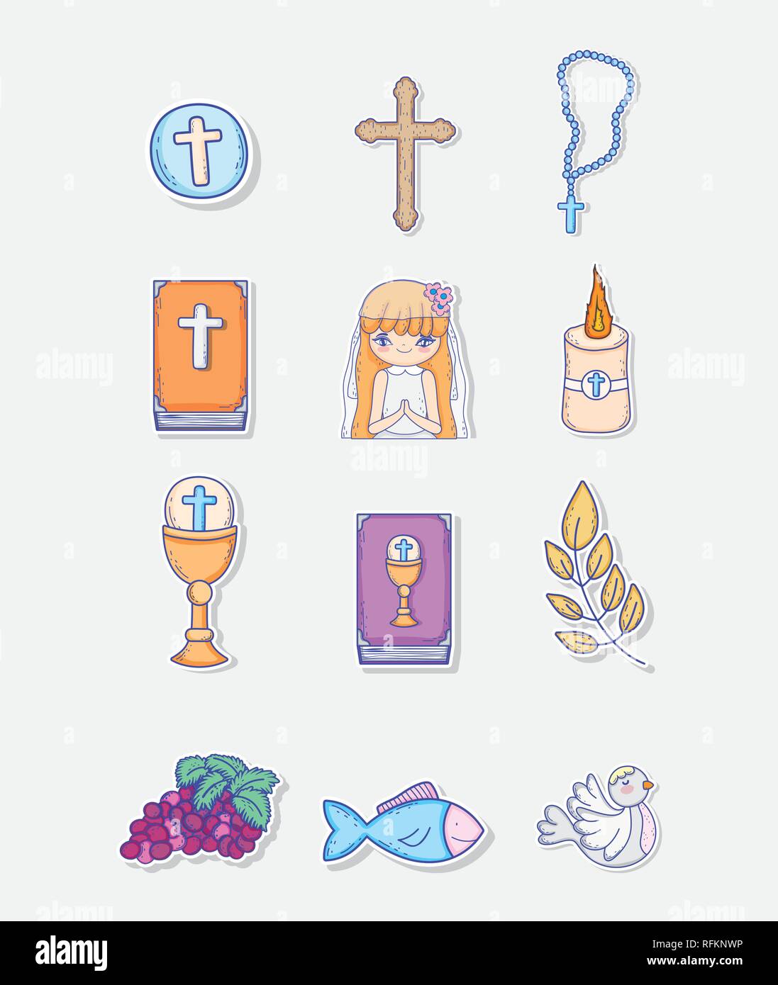 set first communion decoration to traditional event Stock Vector Image ...