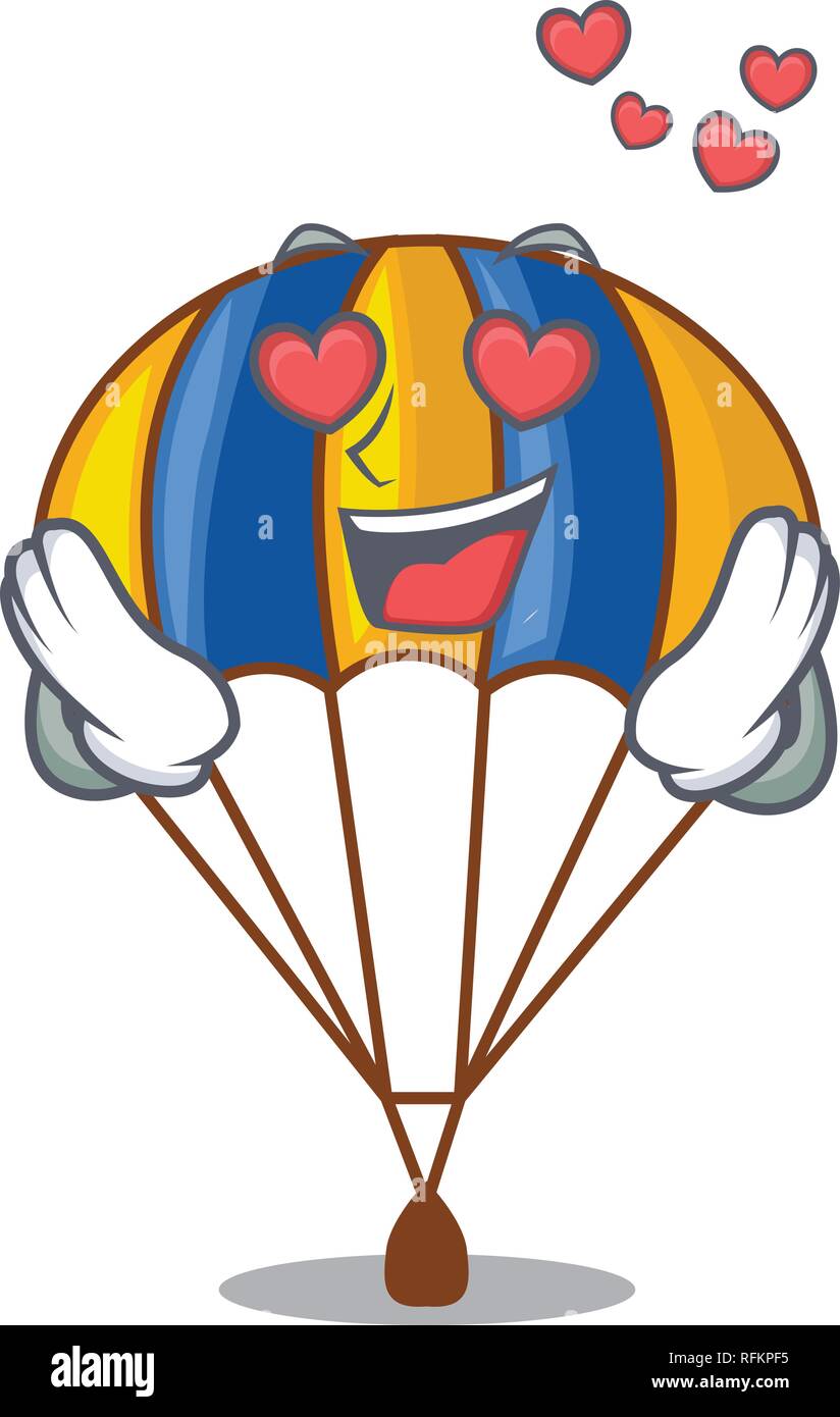 In love flying parachute in the mascot sky vector illustration Stock ...