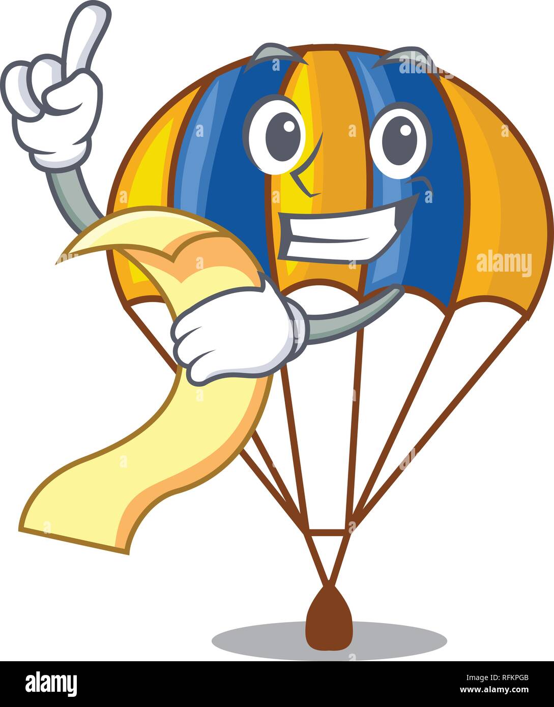 With menu flying parachute in the mascot sky vector illustration Stock ...
