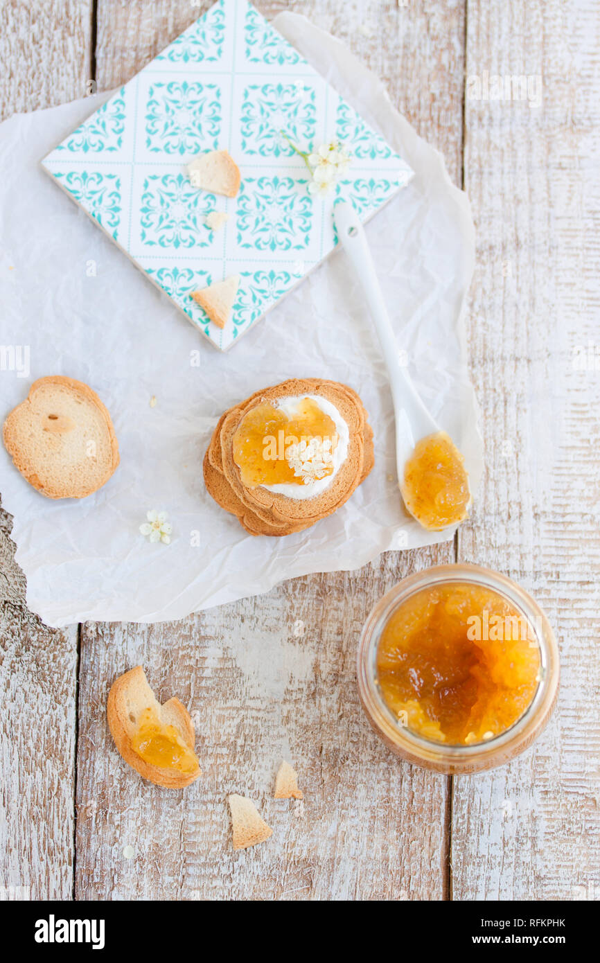 Fresh Juicy Fruity Jam With Figs In A Jar With Crackers And