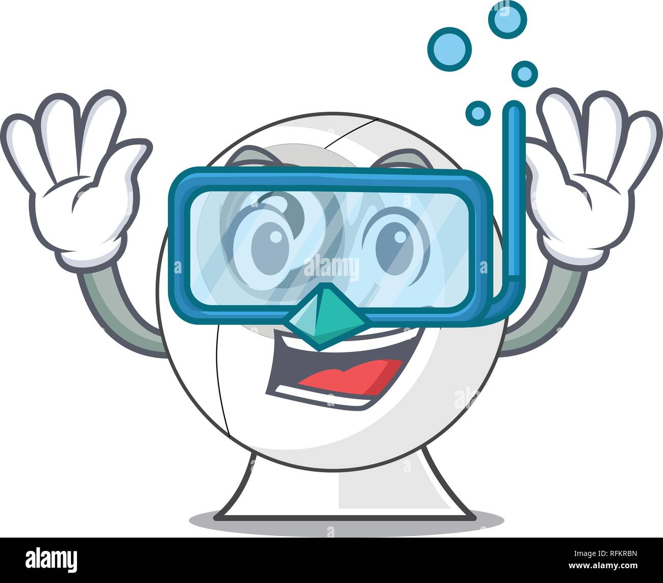 Diving webcam on the computer table character vector illustration Stock Vector