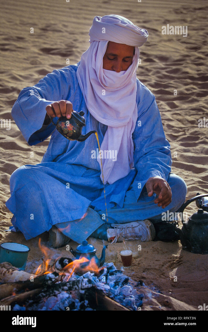 TASSILI N’AJJER, ALGERIA - JANUARY 10, 2002: unknown man during the