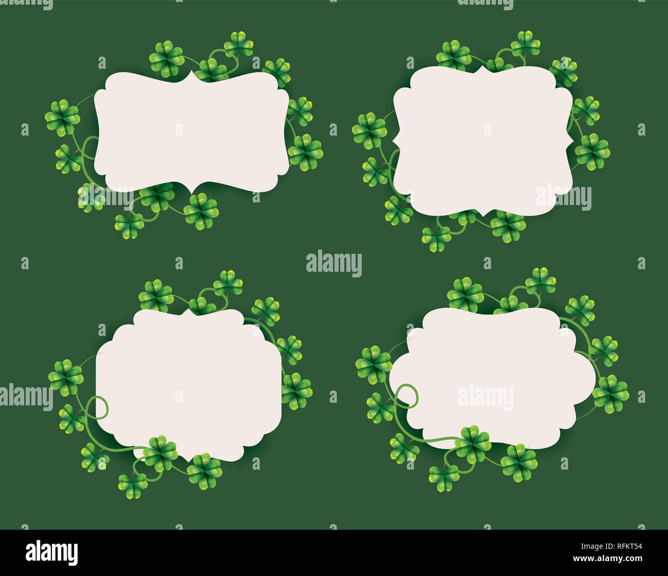 set label decoration with clovers border design Stock Vector Image