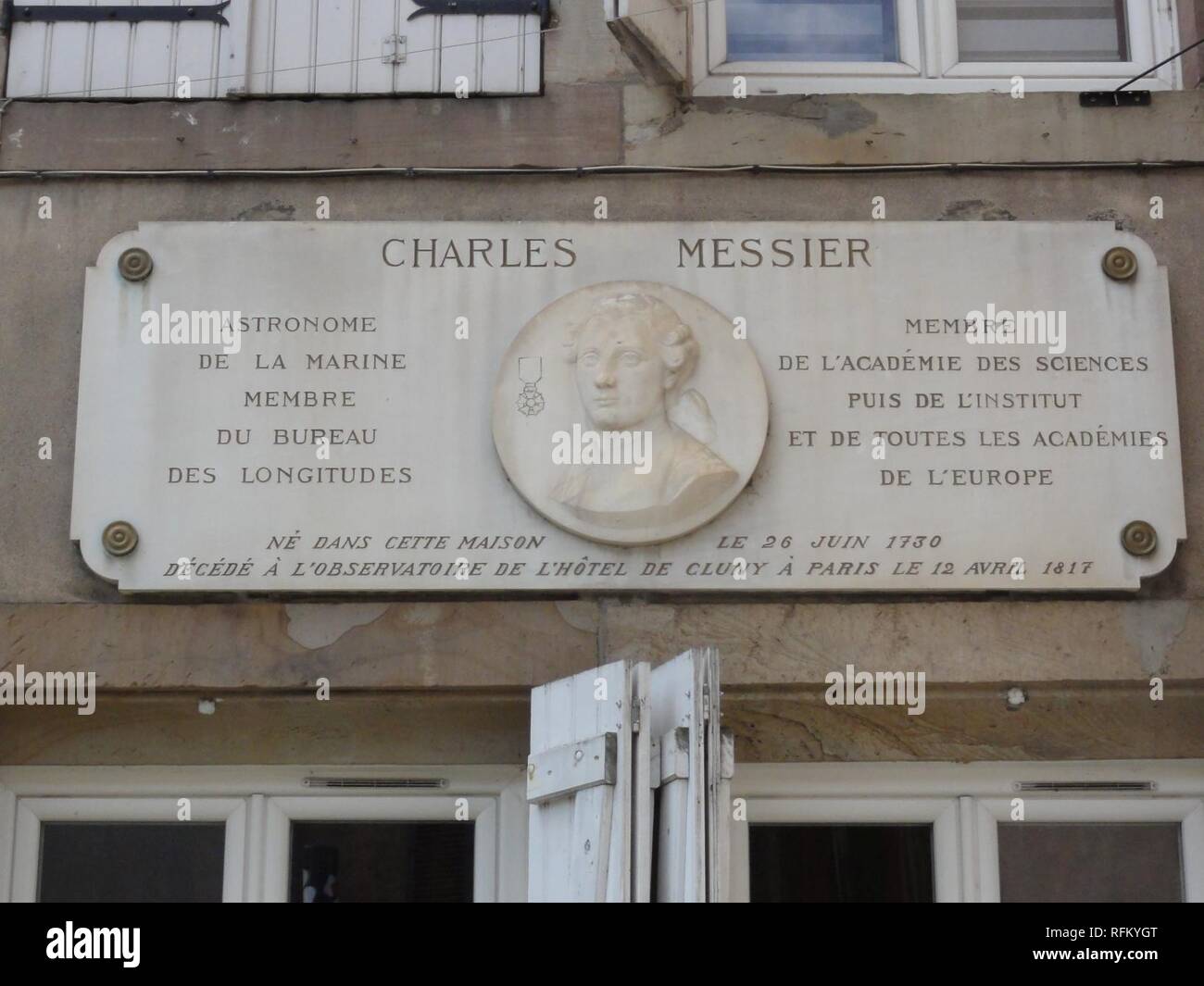 Badonviller (M-et-M) maison Charles Messier, plaque. Stock Photo