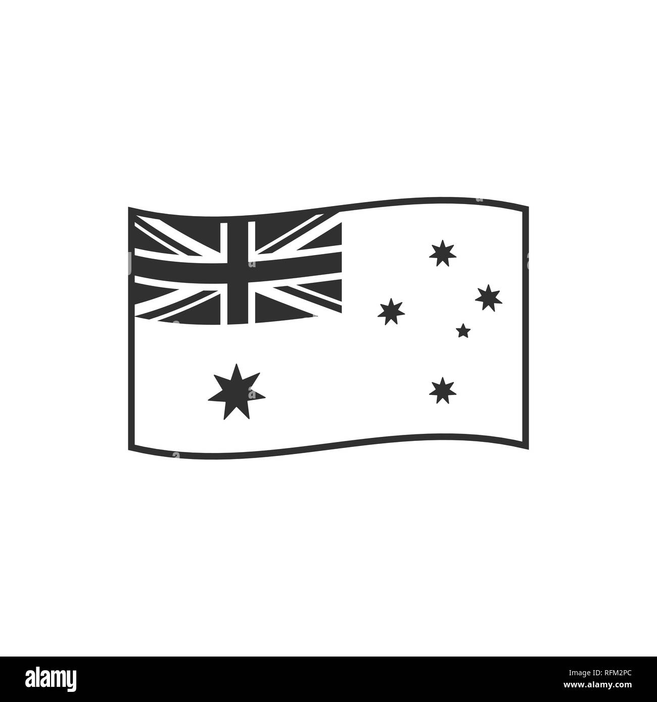 Australia flag icon in black outline flat design. Independence day or National day holiday concept. Stock Vector