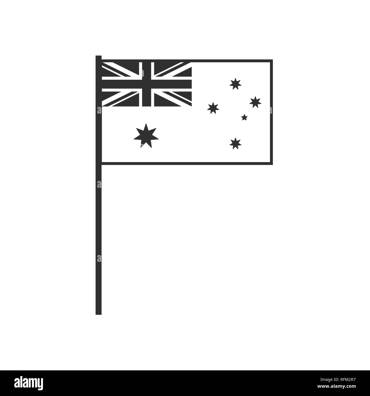 Australia flag icon in black outline flat design. Independence day or National day holiday concept. Stock Vector