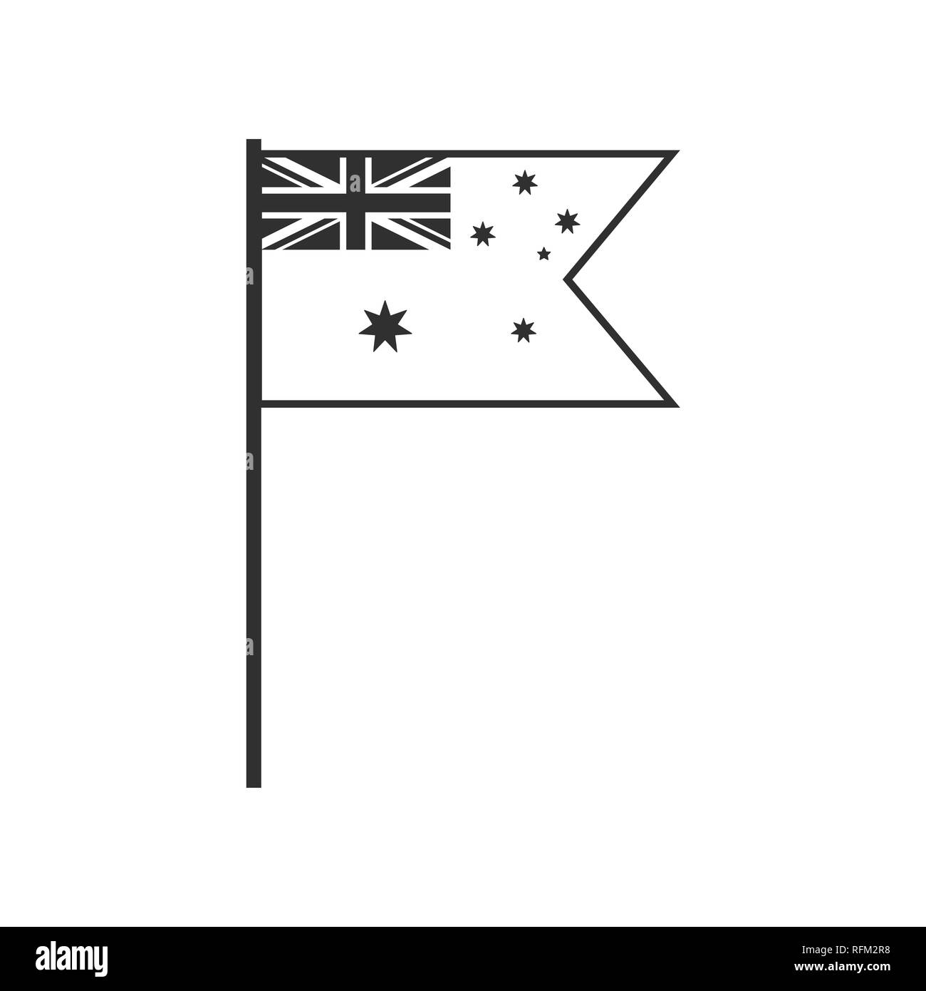 Australia flag icon in black outline flat design. Independence day or National day holiday concept. Stock Vector