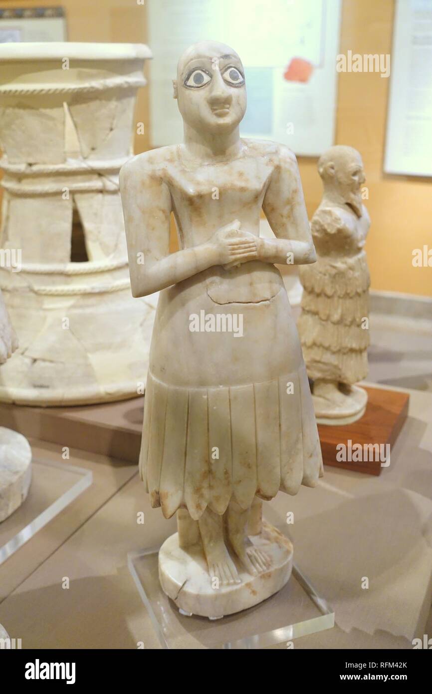 Bald, cleanshaven male worshipper, Tell Asmar, Square Temple of Abu