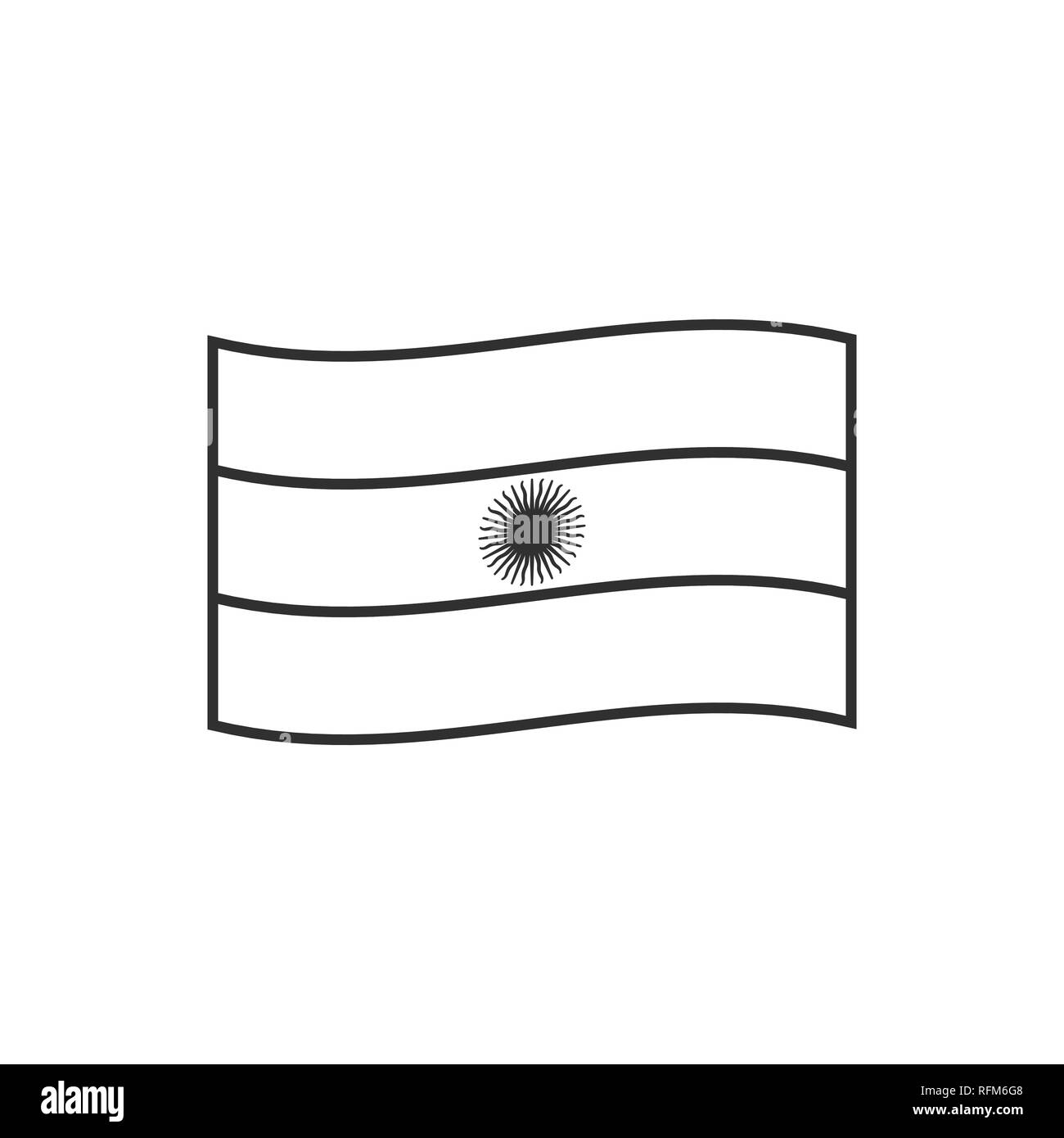 Argentina flag icon in black outline flat design. Independence day or National day holiday concept. Stock Vector