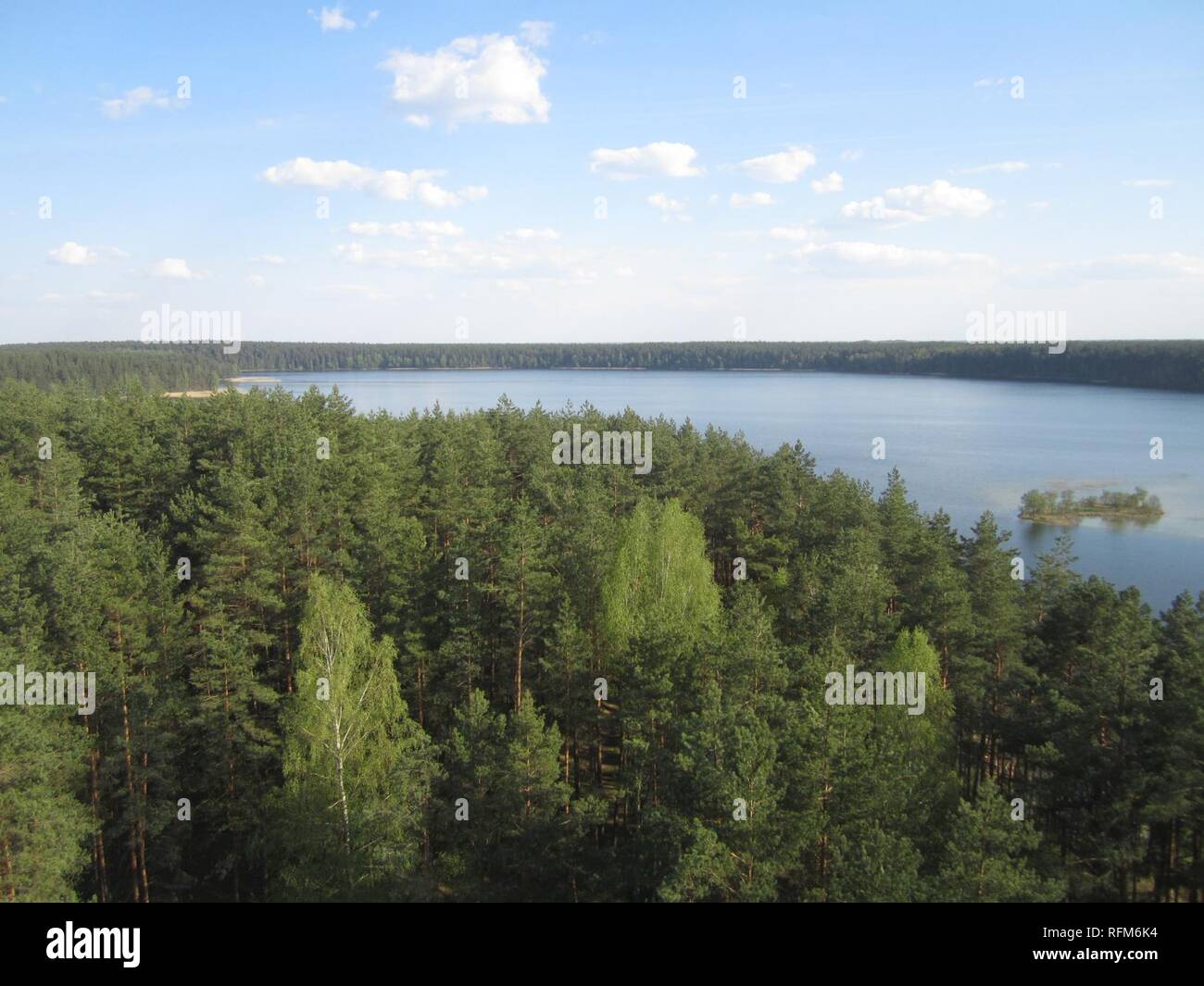 Baltieji Lakajai from Mindunai Observation Tower, 2016 03. Stock Photo