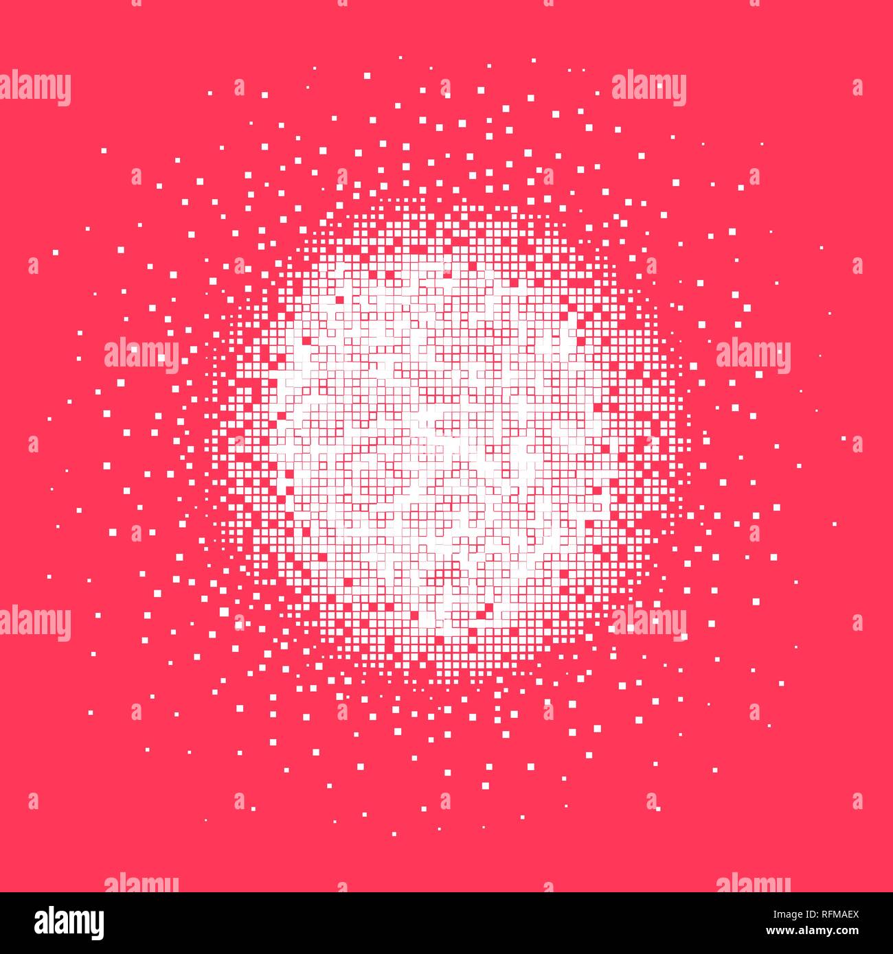 Abstract halftone pixels in circle form. Mosaic pixels design element Stock Vector