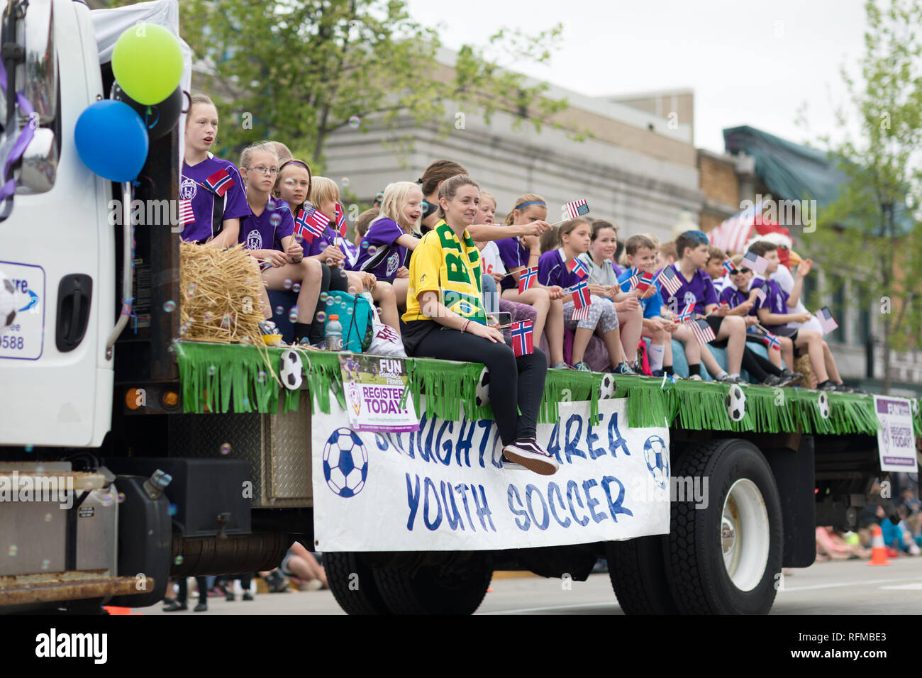 Stoughton, Wisconsin, USA May 19, 2018 Syttende Mai Youth Parade