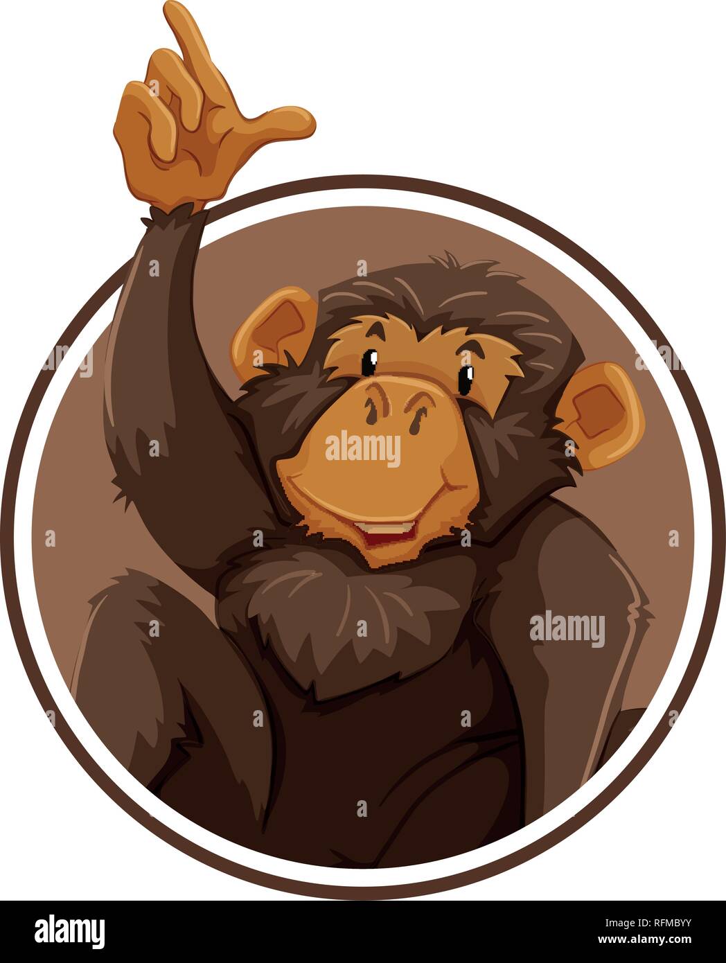 Ape in circle banner illustration Stock Vector